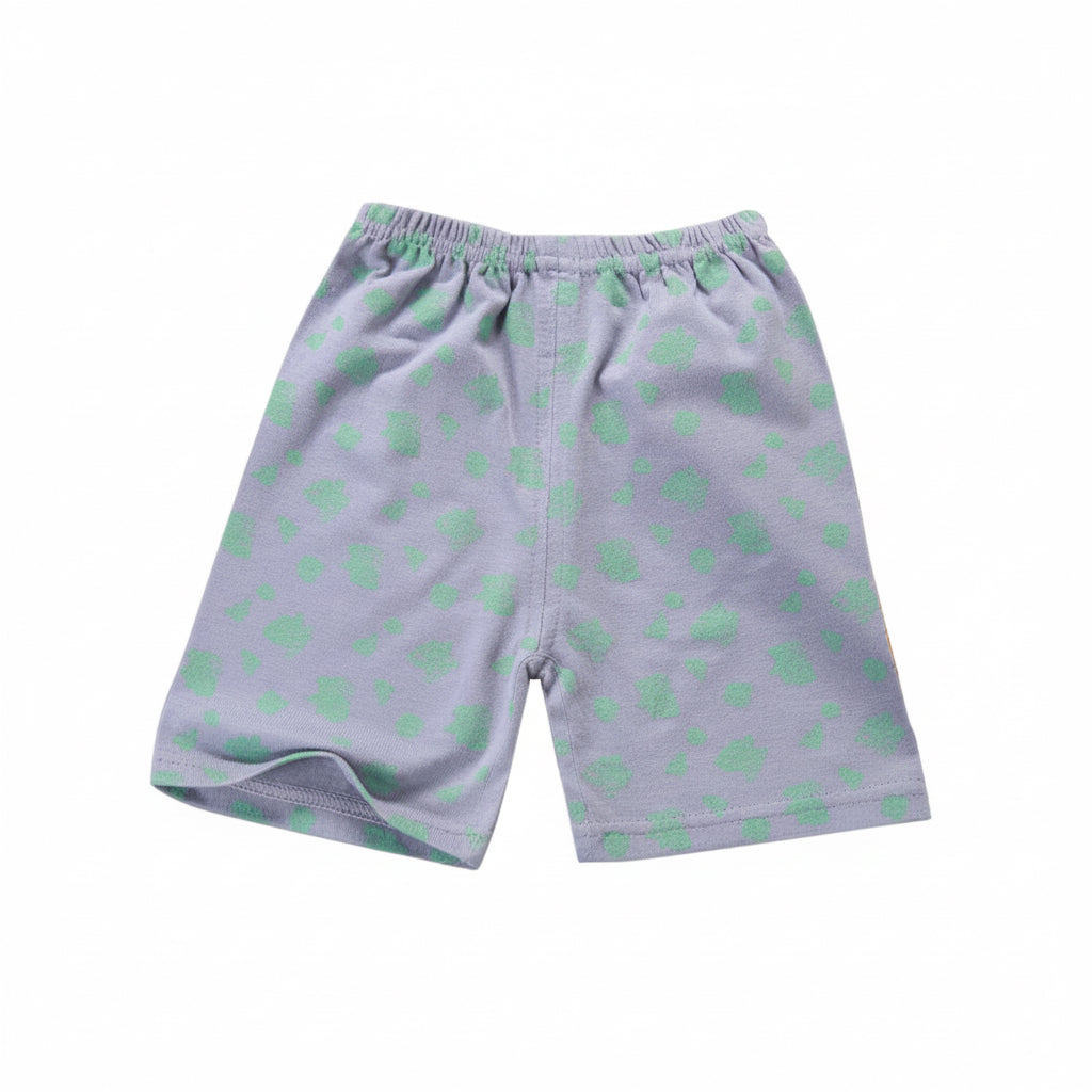 Szare, krótkie spodenki chłopięce w zielone wzorki Szare w zielone wzorki